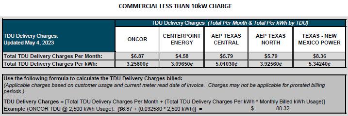 BUS TDU Charges