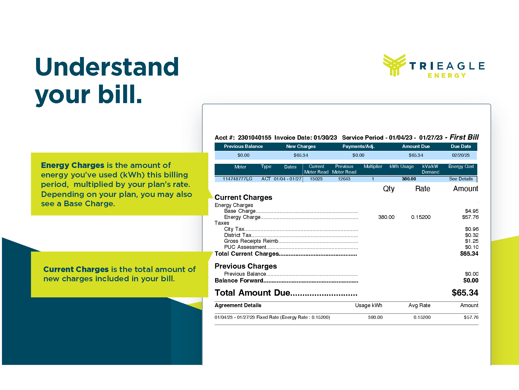 TriEagle Energy residential bill sample